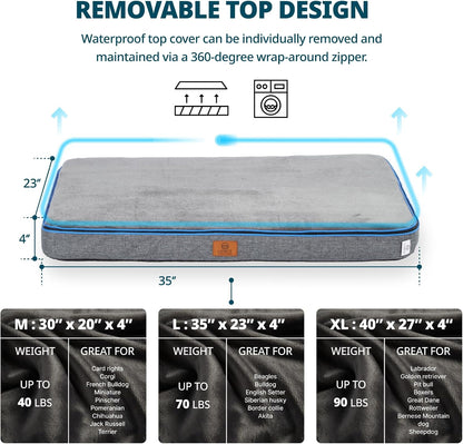 Orthopedic Memory Foam XXL Dog Bed - 6" Thick Beds for Extra Large Sized Dog - Waterproof Removable Washable Cover & Wrap-Around Zipper - Ultimate Comfort & Easy Maintenance, Dary Grey