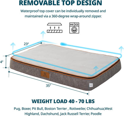 Orthopedic Memory Foam XXL Dog Bed - 6" Thick Beds for Extra Large Sized Dog - Waterproof Removable Washable Cover & Wrap-Around Zipper - Ultimate Comfort & Easy Maintenance, Dary Grey