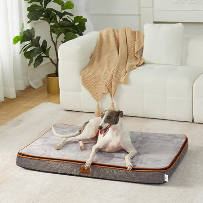 Orthopedic Memory Foam XXL Dog Bed - 6" Thick Beds for Extra Large Sized Dog - Waterproof Removable Washable Cover & Wrap-Around Zipper - Ultimate Comfort & Easy Maintenance, Dary Grey