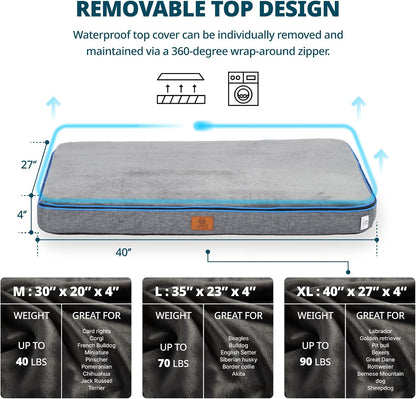 Orthopedic Memory Foam XXL Dog Bed - 6" Thick Beds for Extra Large Sized Dog - Waterproof Removable Washable Cover & Wrap-Around Zipper - Ultimate Comfort & Easy Maintenance, Dary Grey