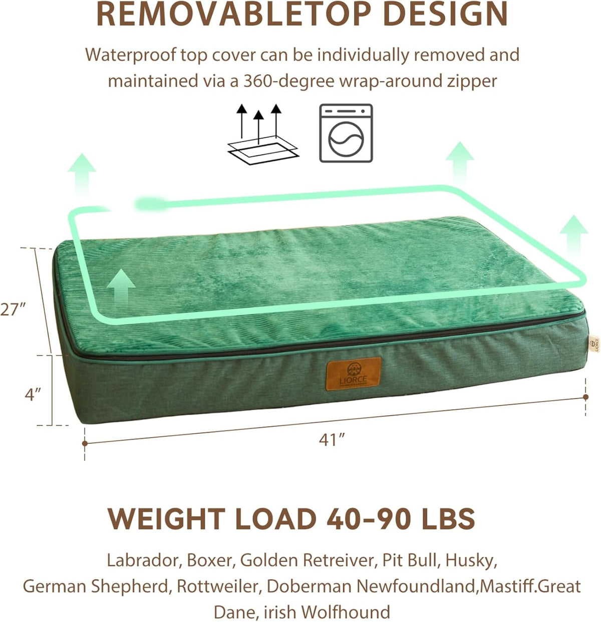 Orthopedic Memory Foam XXL Dog Bed - 6" Thick Beds for Extra Large Sized Dog - Waterproof Removable Washable Cover & Wrap-Around Zipper - Ultimate Comfort & Easy Maintenance, Dary Grey