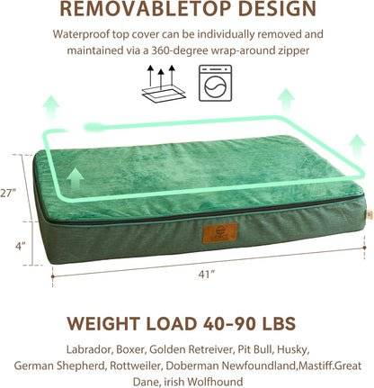 Orthopedic Memory Foam XXL Dog Bed - 6" Thick Beds for Extra Large Sized Dog - Waterproof Removable Washable Cover & Wrap-Around Zipper - Ultimate Comfort & Easy Maintenance, Dary Grey