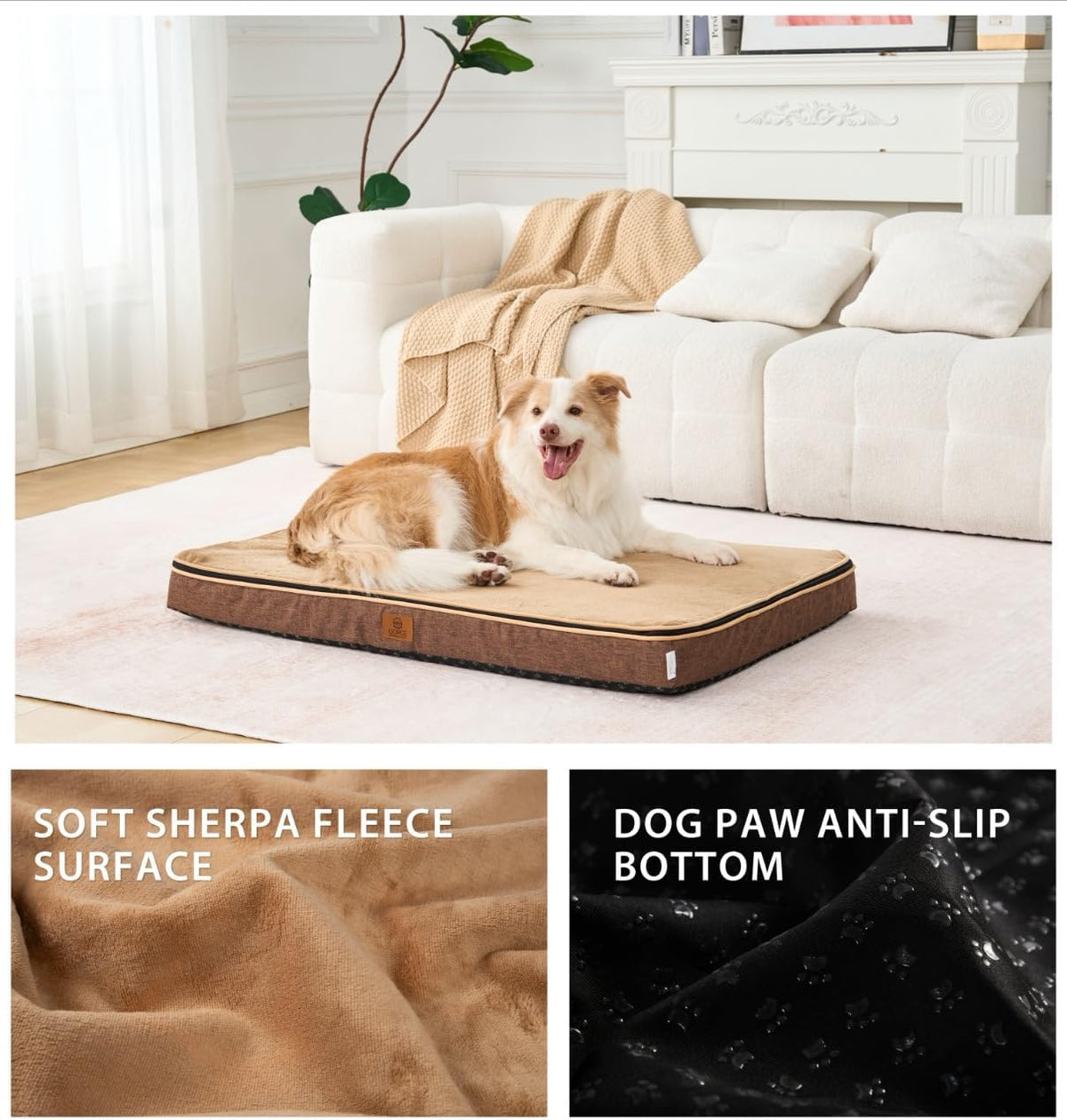 Orthopedic Memory Foam XXL Dog Bed - 6" Thick Beds for Extra Large Sized Dog - Waterproof Removable Washable Cover & Wrap-Around Zipper - Ultimate Comfort & Easy Maintenance, Dary Grey