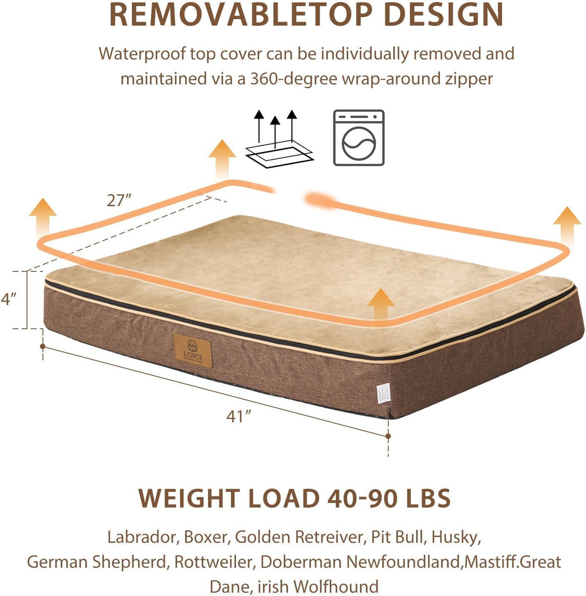 Orthopedic Memory Foam XXL Dog Bed - 6" Thick Beds for Extra Large Sized Dog - Waterproof Removable Washable Cover & Wrap-Around Zipper - Ultimate Comfort & Easy Maintenance, Dary Grey