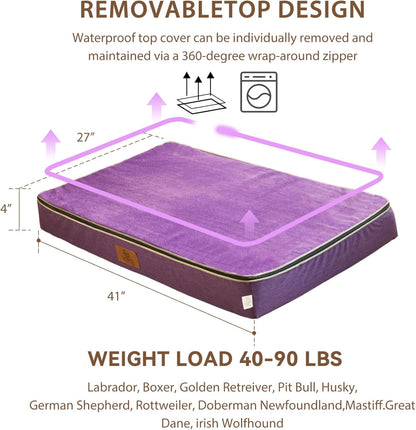 Orthopedic Memory Foam XXL Dog Bed - 6" Thick Beds for Extra Large Sized Dog - Waterproof Removable Washable Cover & Wrap-Around Zipper - Ultimate Comfort & Easy Maintenance, Dary Grey