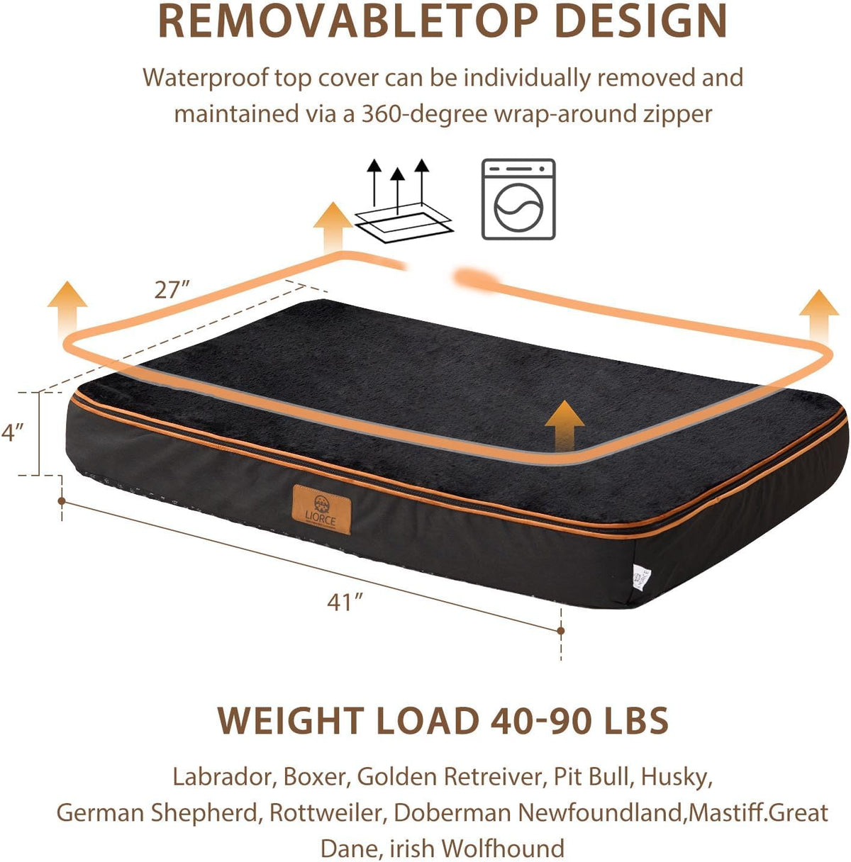 Orthopedic Memory Foam XXL Dog Bed - 6" Thick Beds for Extra Large Sized Dog - Waterproof Removable Washable Cover & Wrap-Around Zipper - Ultimate Comfort & Easy Maintenance, Dary Grey