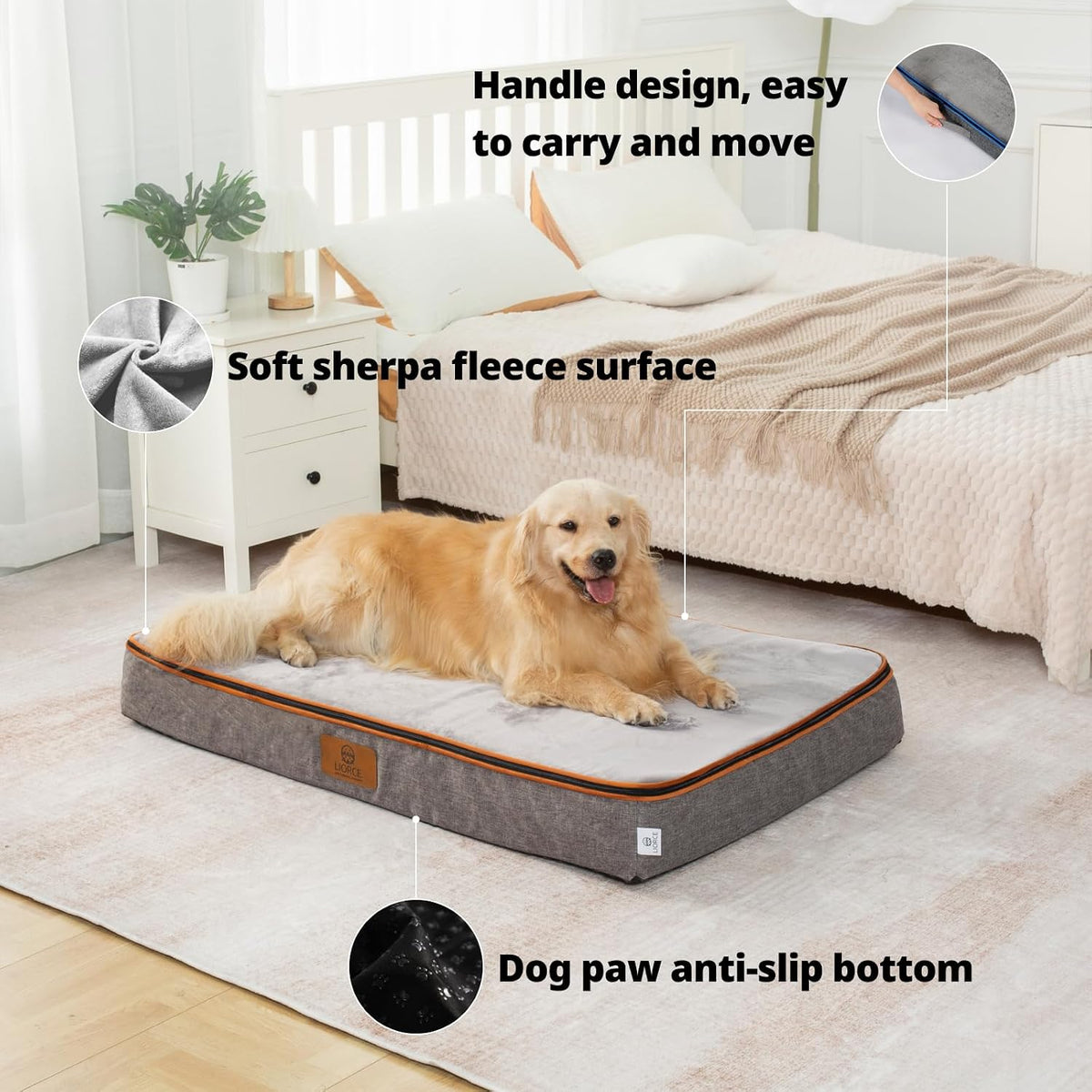 Orthopedic Memory Foam XXL Dog Bed - 6" Thick Beds for Extra Large Sized Dog - Waterproof Removable Washable Cover & Wrap-Around Zipper - Ultimate Comfort & Easy Maintenance, Dary Grey
