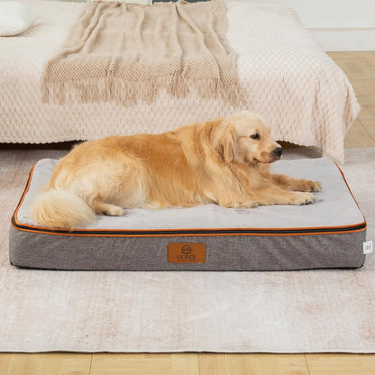 Orthopedic Memory Foam XXL Dog Bed - 6" Thick Beds for Extra Large Sized Dog - Waterproof Removable Washable Cover & Wrap-Around Zipper - Ultimate Comfort & Easy Maintenance, Dary Grey