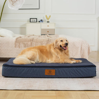 Orthopedic Memory Foam XXL Dog Bed - 6" Thick Beds for Extra Large Sized Dog - Waterproof Removable Washable Cover & Wrap-Around Zipper - Ultimate Comfort & Easy Maintenance, Dary Grey