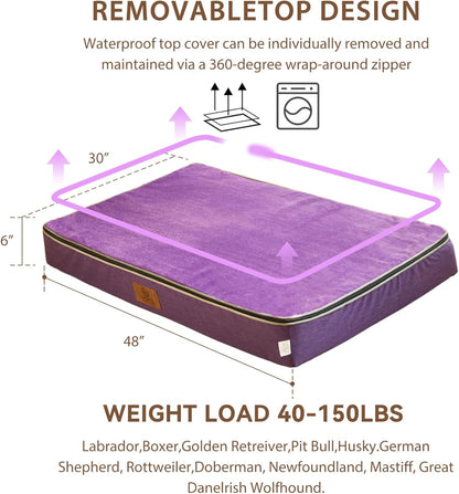 Orthopedic Memory Foam XXL Dog Bed - 6" Thick Beds for Extra Large Sized Dog - Waterproof Removable Washable Cover & Wrap-Around Zipper - Ultimate Comfort & Easy Maintenance, Dary Grey