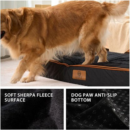 Orthopedic Memory Foam XXL Dog Bed - 6" Thick Beds for Extra Large Sized Dog - Waterproof Removable Washable Cover & Wrap-Around Zipper - Ultimate Comfort & Easy Maintenance, Dary Grey
