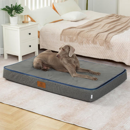 Orthopedic Memory Foam XXL Dog Bed - 6" Thick Beds for Extra Large Sized Dog - Waterproof Removable Washable Cover & Wrap-Around Zipper - Ultimate Comfort & Easy Maintenance, Dary Grey