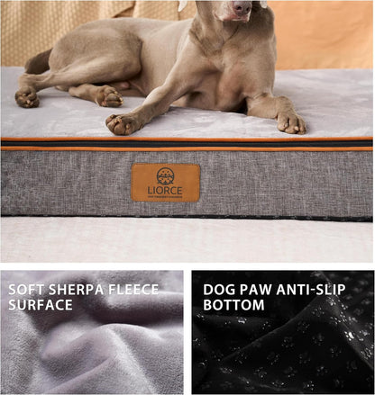 Orthopedic Memory Foam XXL Dog Bed - 6" Thick Beds for Extra Large Sized Dog - Waterproof Removable Washable Cover & Wrap-Around Zipper - Ultimate Comfort & Easy Maintenance, Dary Grey