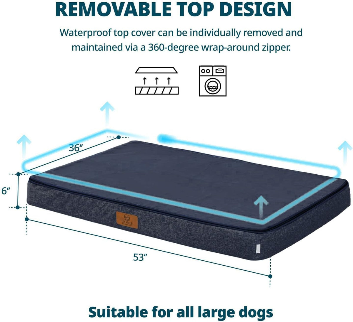 Orthopedic Memory Foam XXL Dog Bed - 6" Thick Beds for Extra Large Sized Dog - Waterproof Removable Washable Cover & Wrap-Around Zipper - Ultimate Comfort & Easy Maintenance, Dary Grey