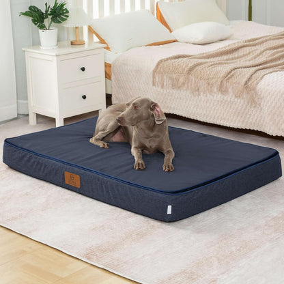 Orthopedic Memory Foam XXL Dog Bed - 6" Thick Beds for Extra Large Sized Dog - Waterproof Removable Washable Cover & Wrap-Around Zipper - Ultimate Comfort & Easy Maintenance, Dary Grey