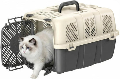 Hard-Sided Pet Travel Carrier, Detachable Cat Dog Airline Crate with Ventilation, Easy Clean Pet Carrier for Small Dogs Cats, with 8 Bowls, 17.76" L x 11.96" W x 12.38" H (Blue)
