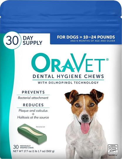 Dental Chews for Dogs, Oral Care and Hygiene Chews (Small Dogs, 10-24 lbs.) Blue Pouch