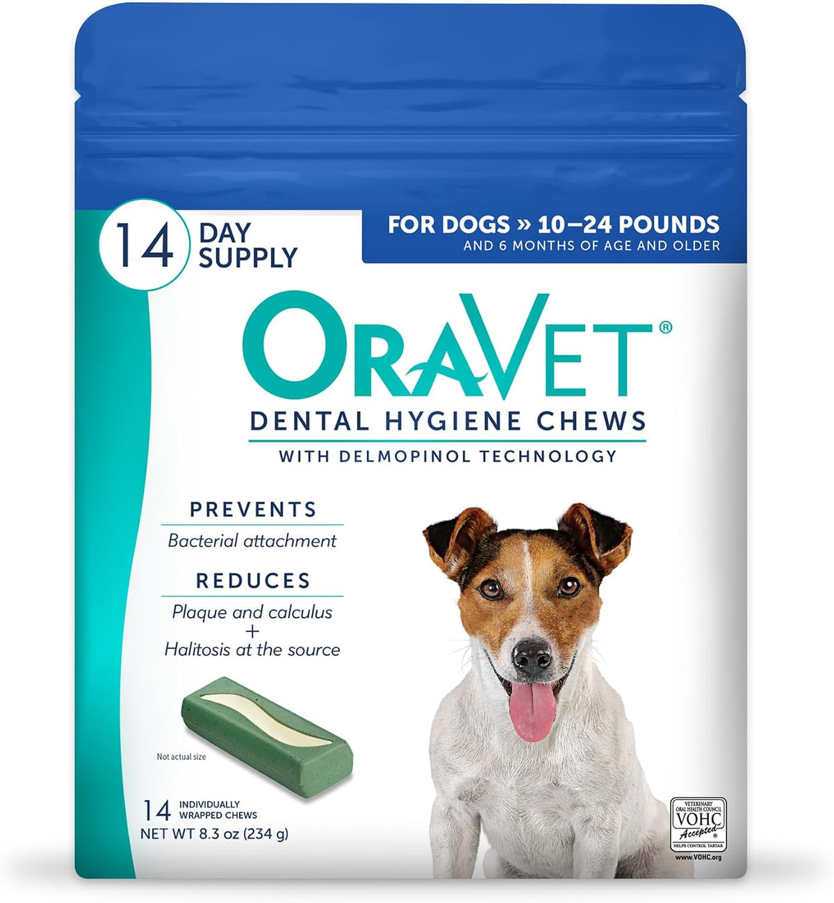 Dental Chews for Dogs, Oral Care and Hygiene Chews (Small Dogs, 10-24 lbs.) Blue Pouch