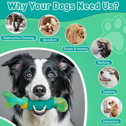 Dog Toys for Aggressive Chewers, Squeaky Tough Chew Toys