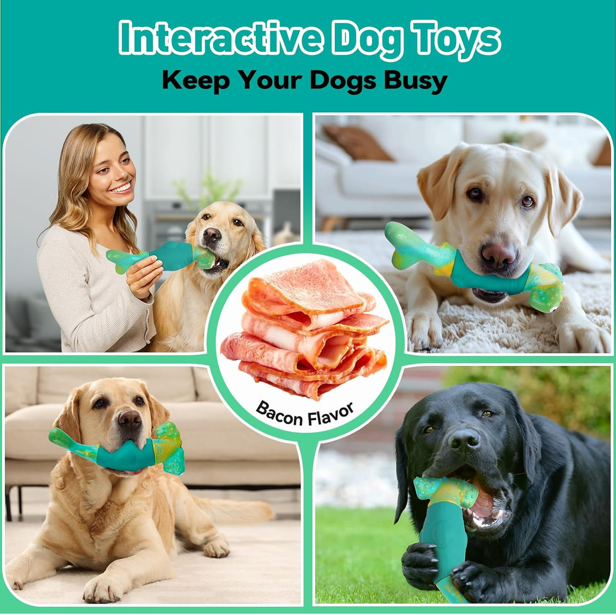 Dog Toys for Aggressive Chewers, Squeaky Tough Chew Toys