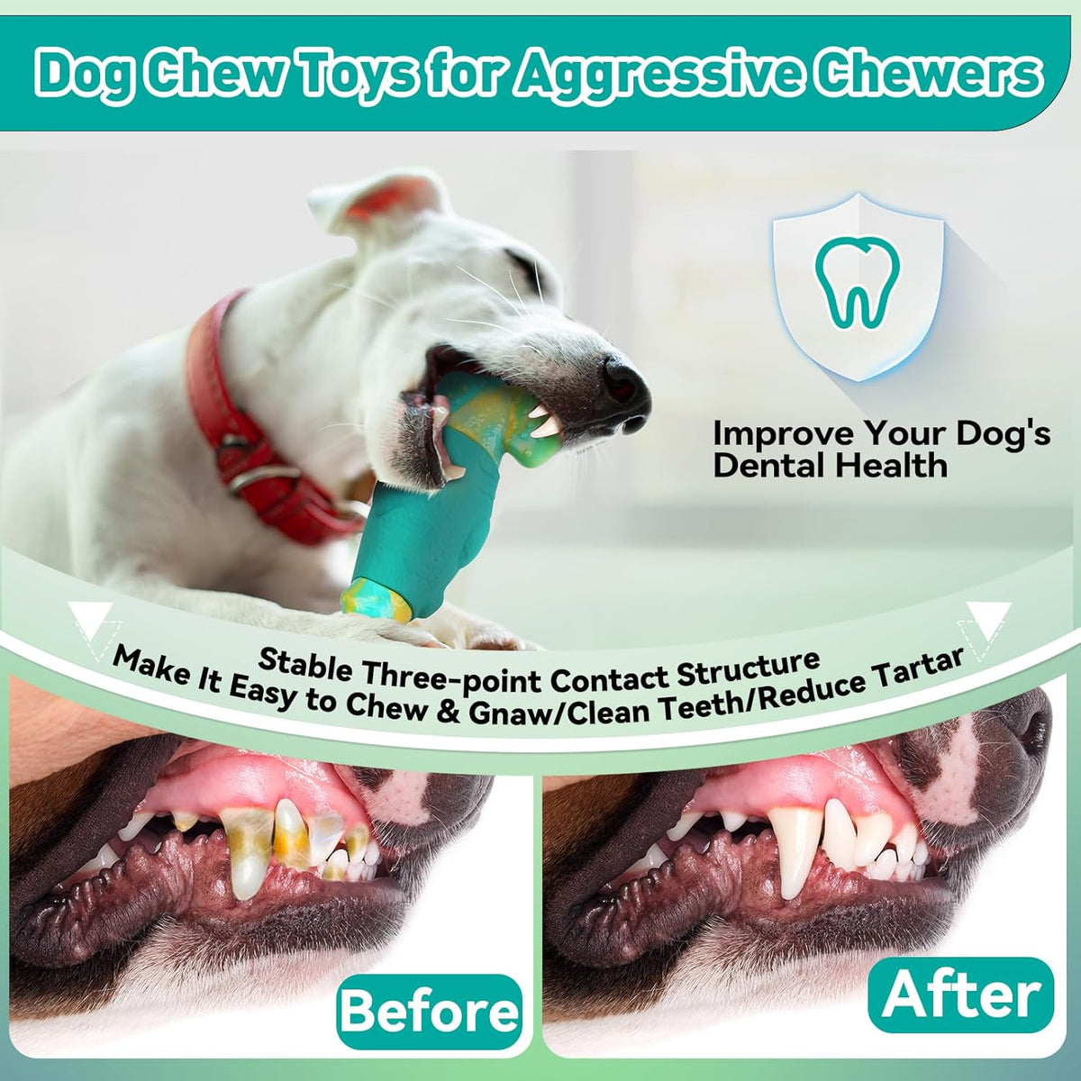 Dog Toys for Aggressive Chewers, Squeaky Tough Chew Toys
