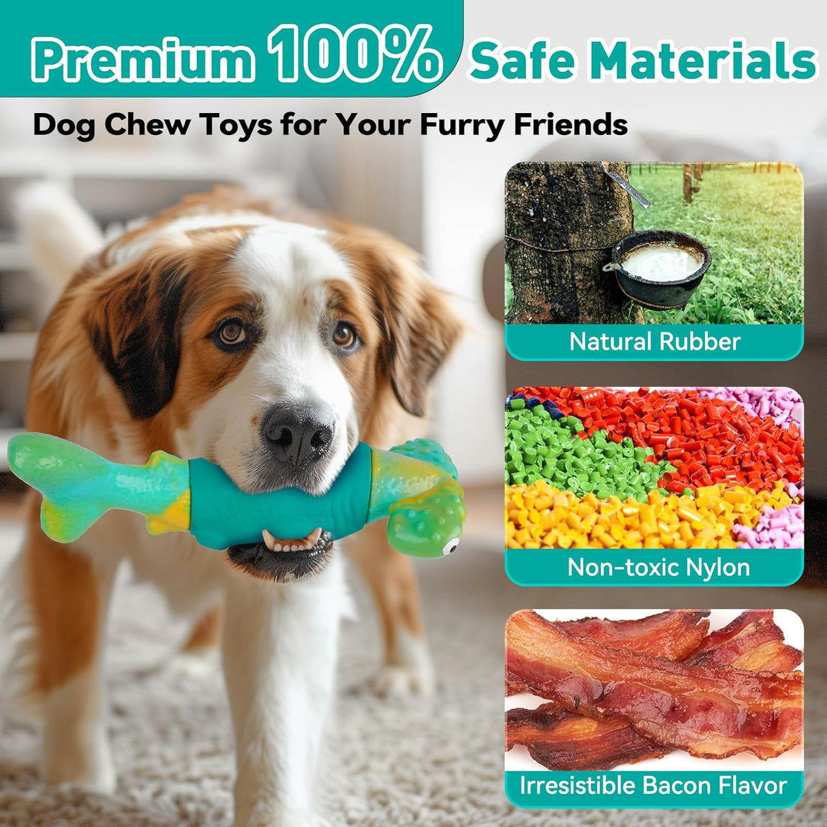 Dog Toys for Aggressive Chewers, Squeaky Tough Chew Toys