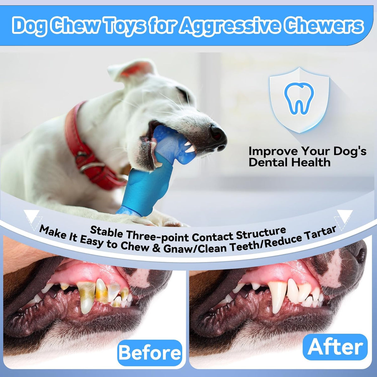 Dog Toys for Aggressive Chewers, Squeaky Tough Chew Toys