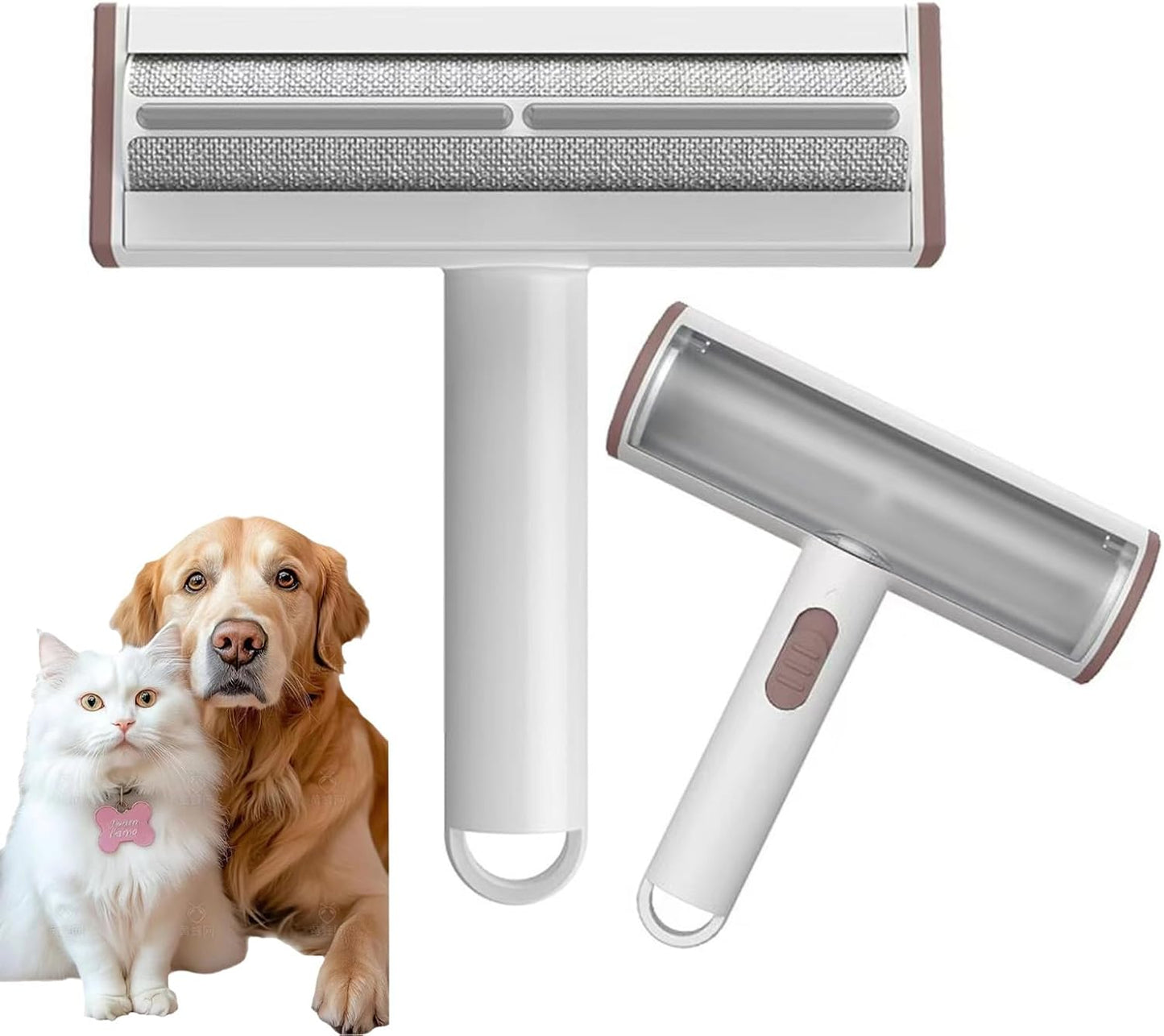 Pet Hair Remover, Lint Brush- Reusable Lint Roller for Cat & Dog Hair on Couch, Carpet, Rugs & Bedding- Portable, Eco-Friendly, No Need for Lint Roller Refills (Gray & White)