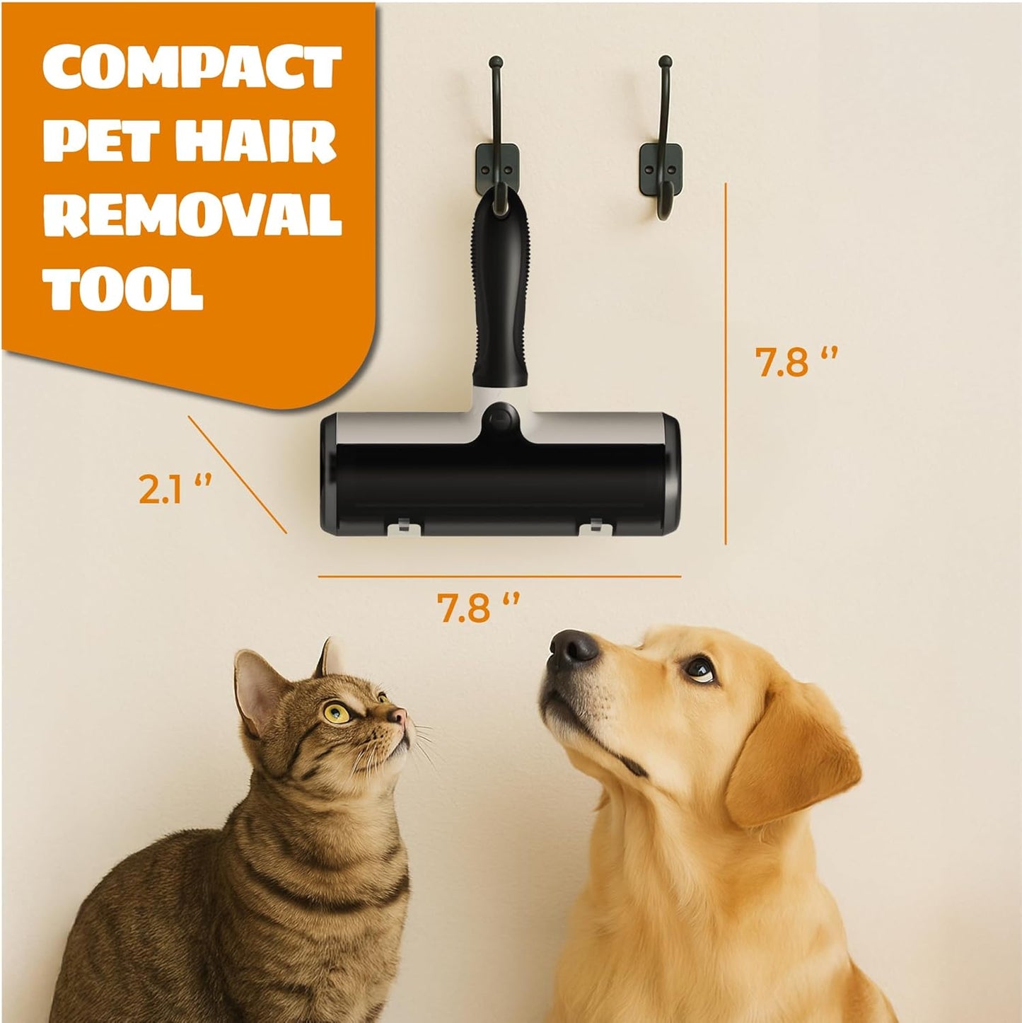 Pet Hair Remover and Reusable Lint Roller - Cat and Dog Hair Remover for Couch, Furniture, Carpet, Clothing and Bedding - Portable, Multi-Surface Fur Removal Tool (Gray)