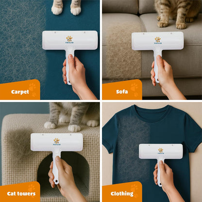 Pet Hair Remover and Reusable Lint Roller - Cat and Dog Hair Remover for Couch, Furniture, Carpet, Clothing and Bedding - Portable, Multi-Surface Fur Removal Tool (Gray)
