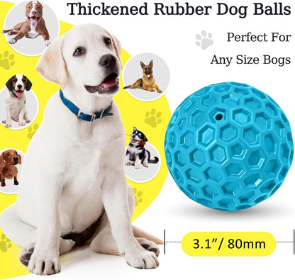 2 Pack Indestructible Squeaky Dog Balls for Aggressive Chewers, Interactive Dog Toys for Teething, Relieving Anxiety. Chew Toy for Large, Medium Breeds, Outdoor Rubber Balls.