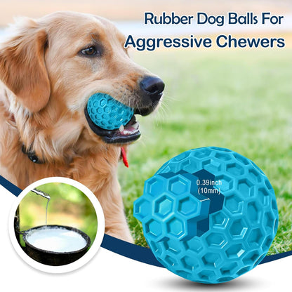 2 Pack Indestructible Squeaky Dog Balls for Aggressive Chewers, Interactive Dog Toys for Teething, Relieving Anxiety. Chew Toy for Large, Medium Breeds, Outdoor Rubber Balls.