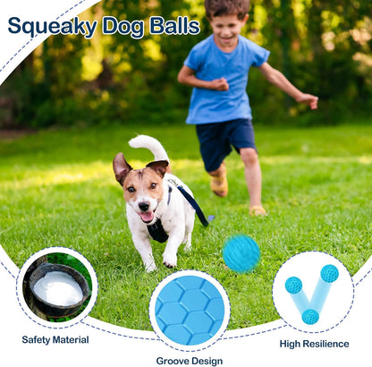 2 Pack Indestructible Squeaky Dog Balls for Aggressive Chewers, Interactive Dog Toys for Teething, Relieving Anxiety. Chew Toy for Large, Medium Breeds, Outdoor Rubber Balls.