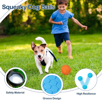2 Pack Indestructible Squeaky Dog Balls for Aggressive Chewers, Interactive Dog Toys for Teething, Relieving Anxiety. Chew Toy for Large, Medium Breeds, Outdoor Rubber Balls.