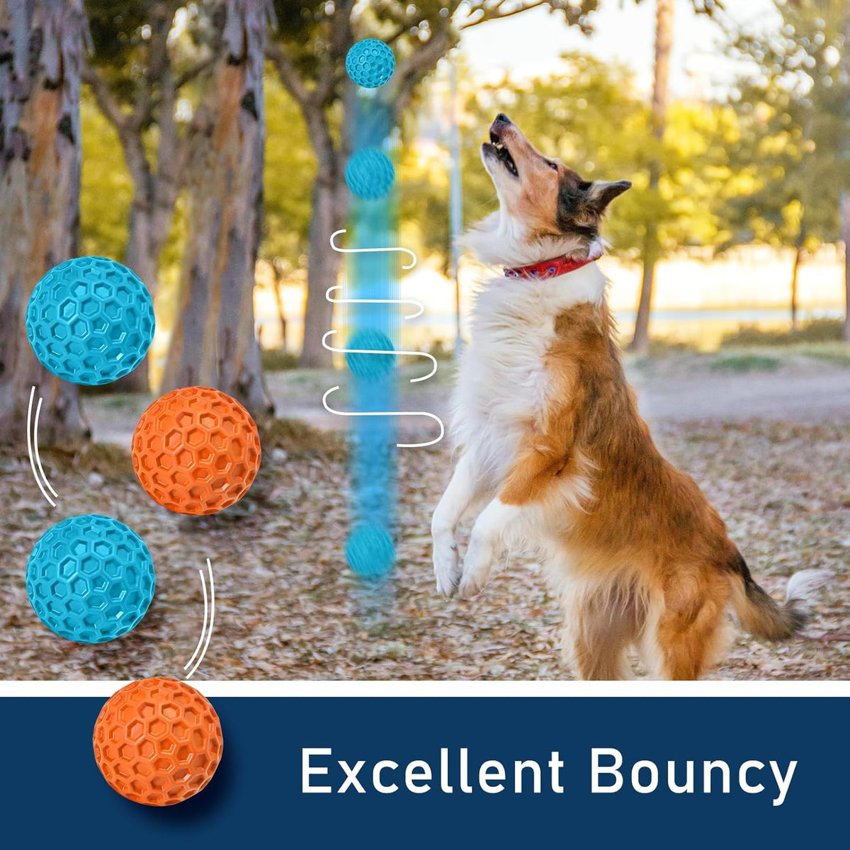 2 Pack Indestructible Squeaky Dog Balls for Aggressive Chewers, Interactive Dog Toys for Teething, Relieving Anxiety. Chew Toy for Large, Medium Breeds, Outdoor Rubber Balls.