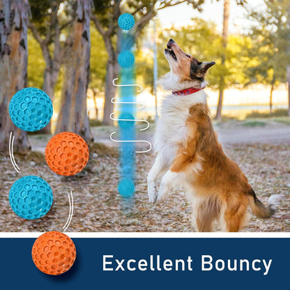 2 Pack Indestructible Squeaky Dog Balls for Aggressive Chewers, Interactive Dog Toys for Teething, Relieving Anxiety. Chew Toy for Large, Medium Breeds, Outdoor Rubber Balls.