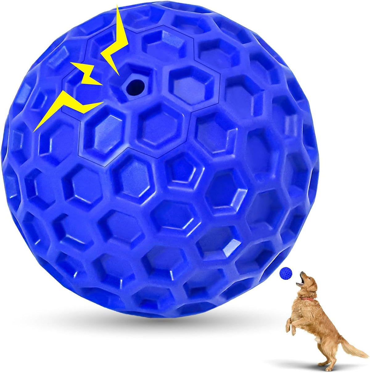 2 Pack Indestructible Squeaky Dog Balls for Aggressive Chewers, Interactive Dog Toys for Teething, Relieving Anxiety. Chew Toy for Large, Medium Breeds, Outdoor Rubber Balls.