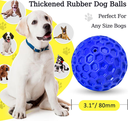 2 Pack Indestructible Squeaky Dog Balls for Aggressive Chewers, Interactive Dog Toys for Teething, Relieving Anxiety. Chew Toy for Large, Medium Breeds, Outdoor Rubber Balls.