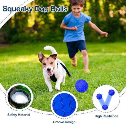 2 Pack Indestructible Squeaky Dog Balls for Aggressive Chewers, Interactive Dog Toys for Teething, Relieving Anxiety. Chew Toy for Large, Medium Breeds, Outdoor Rubber Balls.