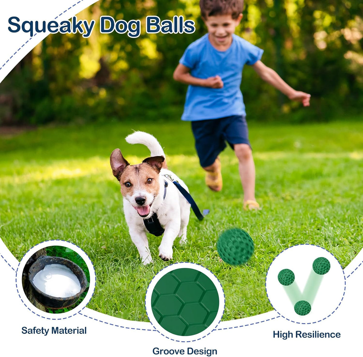 2 Pack Indestructible Squeaky Dog Balls for Aggressive Chewers, Interactive Dog Toys for Teething, Relieving Anxiety. Chew Toy for Large, Medium Breeds, Outdoor Rubber Balls.