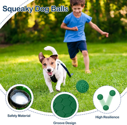 2 Pack Indestructible Squeaky Dog Balls for Aggressive Chewers, Interactive Dog Toys for Teething, Relieving Anxiety. Chew Toy for Large, Medium Breeds, Outdoor Rubber Balls.