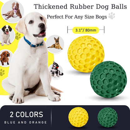 2 Pack Indestructible Squeaky Dog Balls for Aggressive Chewers, Interactive Dog Toys for Teething, Relieving Anxiety. Chew Toy for Large, Medium Breeds, Outdoor Rubber Balls.