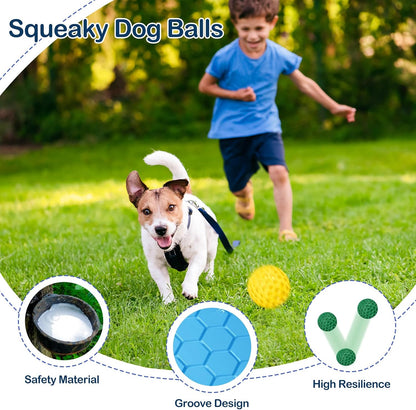 2 Pack Indestructible Squeaky Dog Balls for Aggressive Chewers, Interactive Dog Toys for Teething, Relieving Anxiety. Chew Toy for Large, Medium Breeds, Outdoor Rubber Balls.