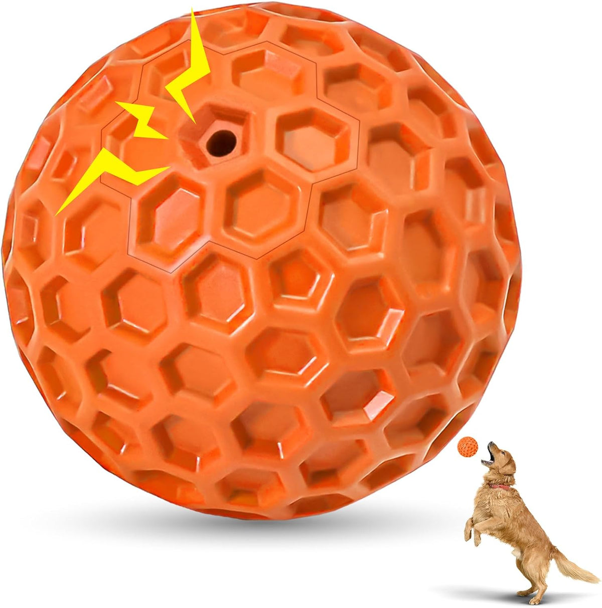 2 Pack Indestructible Squeaky Dog Balls for Aggressive Chewers, Interactive Dog Toys for Teething, Relieving Anxiety. Chew Toy for Large, Medium Breeds, Outdoor Rubber Balls.