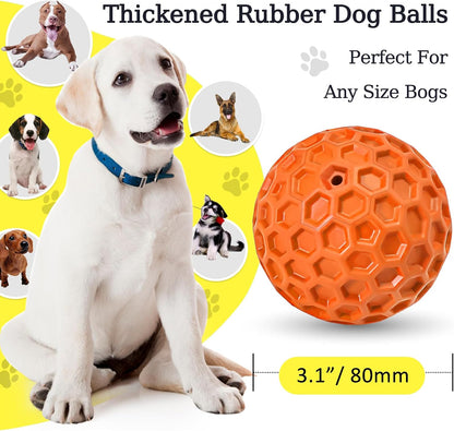 2 Pack Indestructible Squeaky Dog Balls for Aggressive Chewers, Interactive Dog Toys for Teething, Relieving Anxiety. Chew Toy for Large, Medium Breeds, Outdoor Rubber Balls.