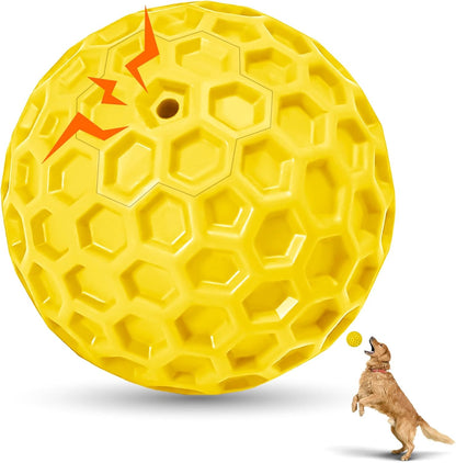 2 Pack Indestructible Squeaky Dog Balls for Aggressive Chewers, Interactive Dog Toys for Teething, Relieving Anxiety. Chew Toy for Large, Medium Breeds, Outdoor Rubber Balls.