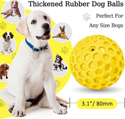 2 Pack Indestructible Squeaky Dog Balls for Aggressive Chewers, Interactive Dog Toys for Teething, Relieving Anxiety. Chew Toy for Large, Medium Breeds, Outdoor Rubber Balls.