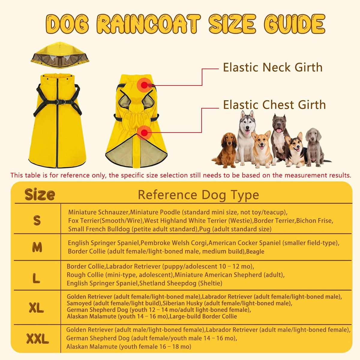 Dog Raincoat: Dog Rain Jacket with Reflective Harness & Removable Hood | Waterproof Dogs Rain Coat Poncho for Large Medium Small Dogs Puppies (Yellow - S)
