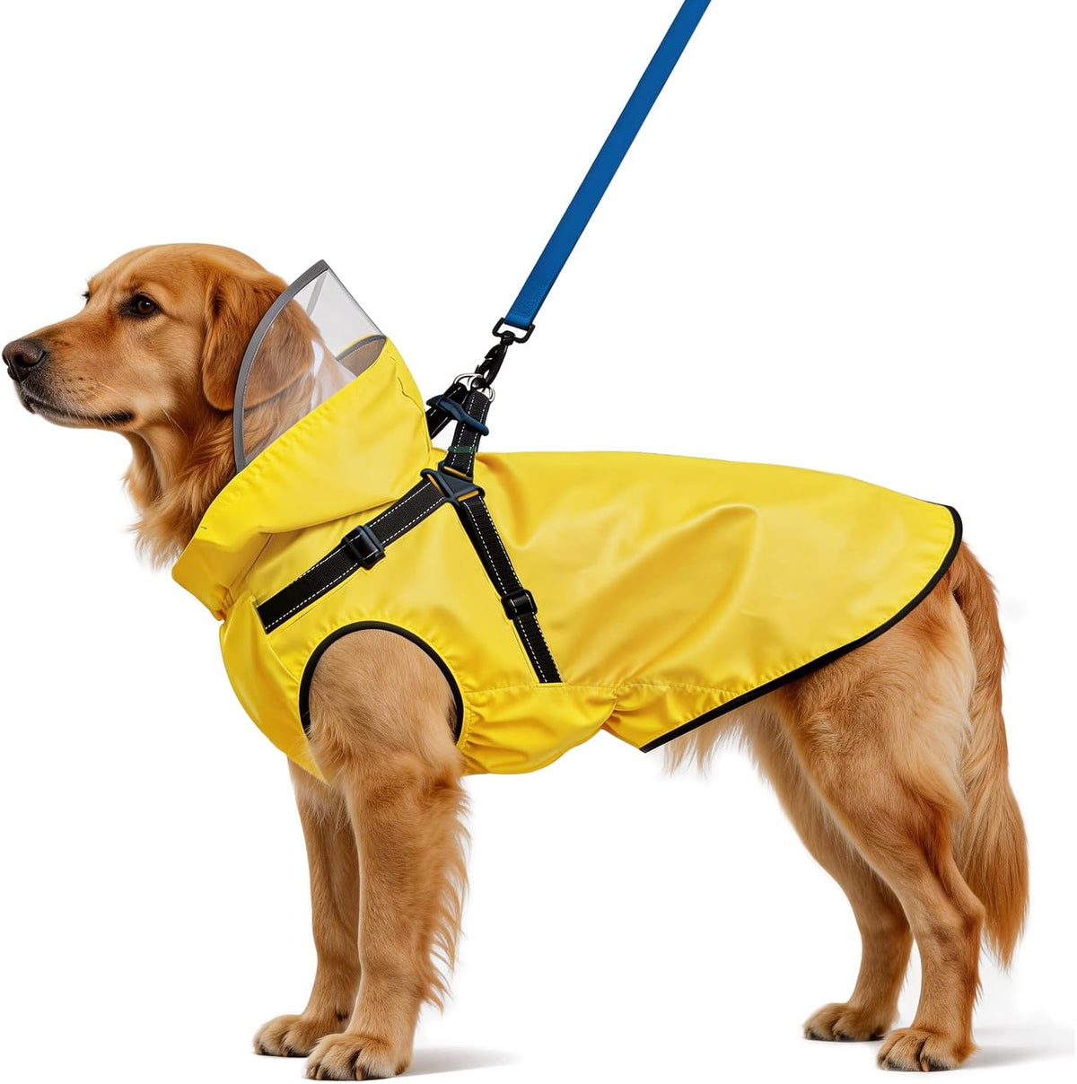 Dog Raincoat: Dog Rain Jacket with Reflective Harness & Removable Hood | Waterproof Dogs Rain Coat Poncho for Large Medium Small Dogs Puppies (Yellow - S)