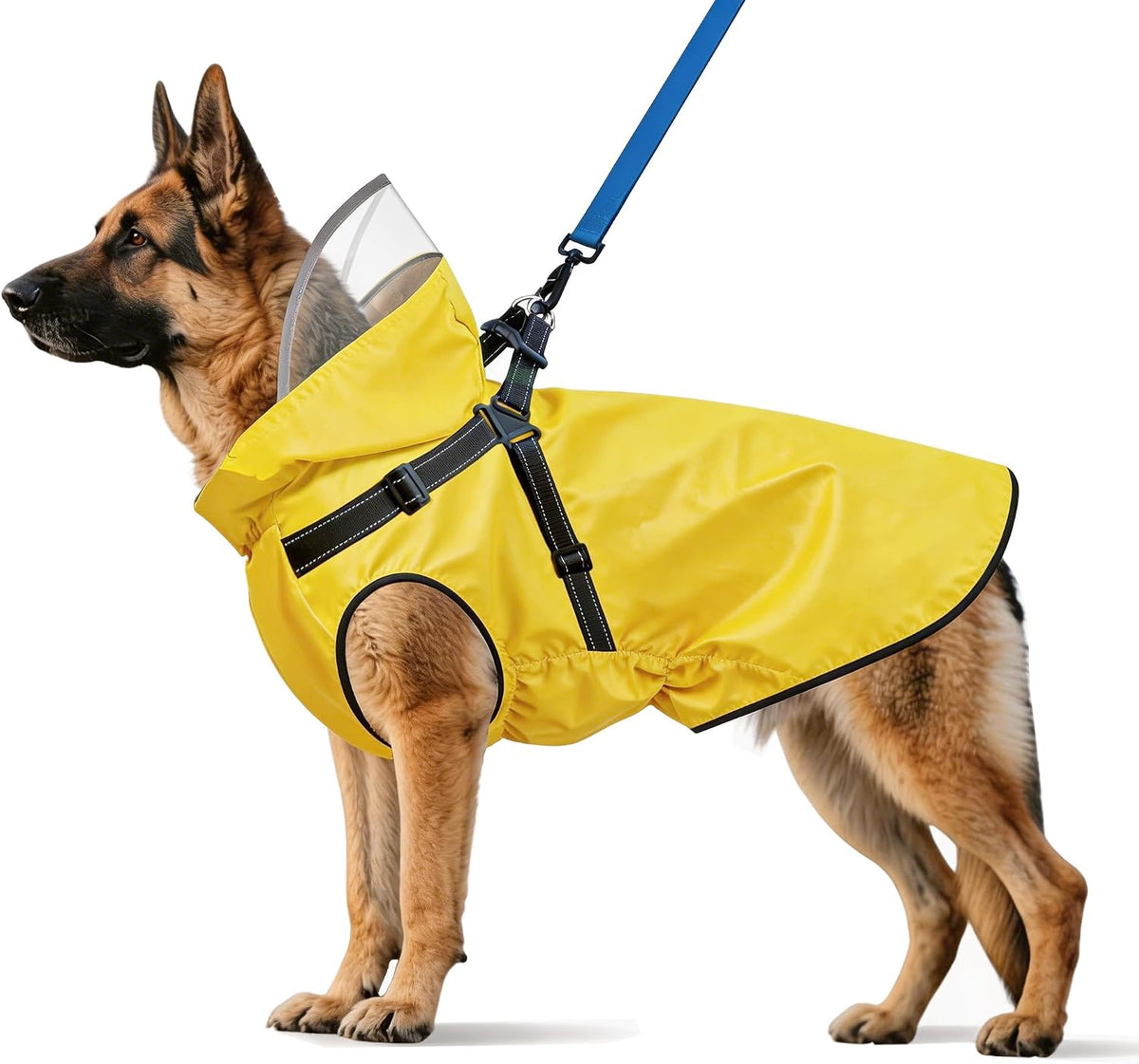 Dog Raincoat: Dog Rain Jacket with Reflective Harness & Removable Hood | Waterproof Dogs Rain Coat Poncho for Large Medium Small Dogs Puppies (Yellow - S)